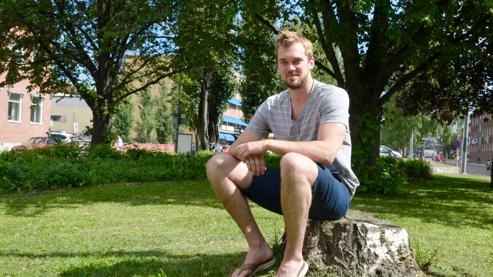 Tim Erixon under ett besök i Skellefteå. 