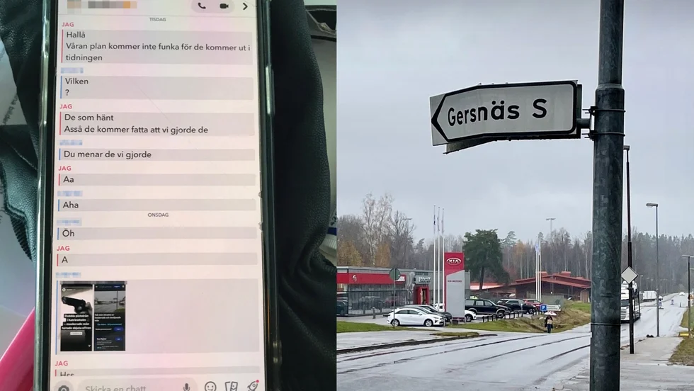 I polisens förundersökning finns bland annat en chatkonversation mellan två av de inblandade tonåringarna. Rånet skedde i Gersnäs, men inte just där bilden på skylten är tagen.