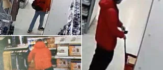 Efter attacken mot barnfamiljens proppskåp • Bilderna avslöjar parets fräcka symaskinsstöld • Mannens svar: ”Jag syr inte” 