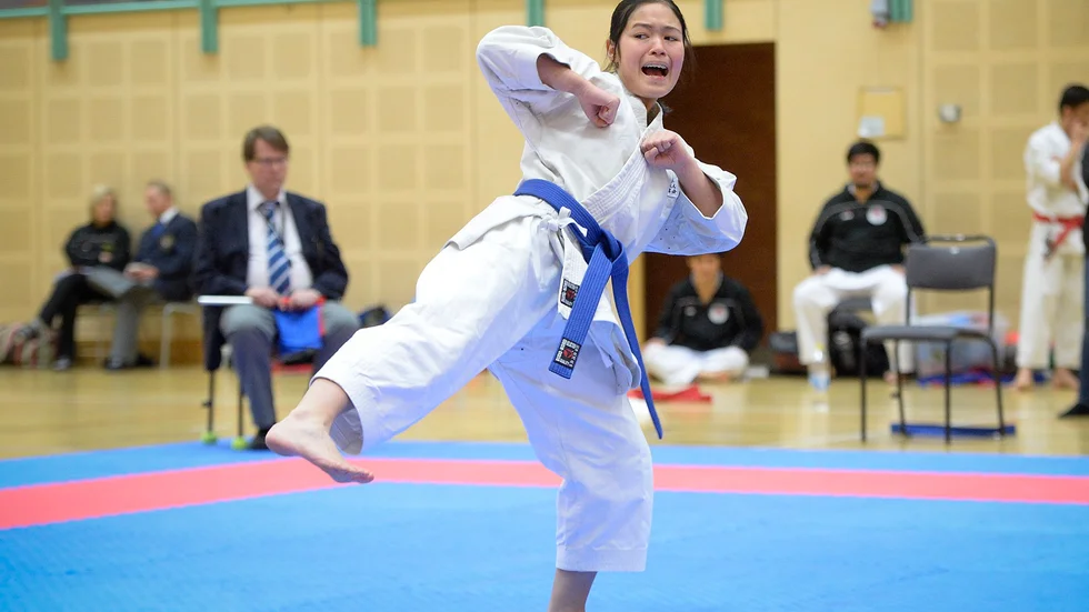 Nova Pernetun, Guldstaden Shotokan, tog hem en andraplacering i klassen Kata senior damer, vid lördagens DM i karate. Foto: Carina Kvist