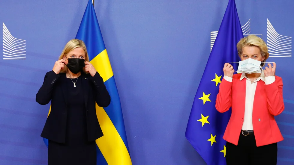 Sveriges statsminister Magdalena Andersson (S) och EU-kommissionens ordförande Ursula von der Leyen. Arkivbild.