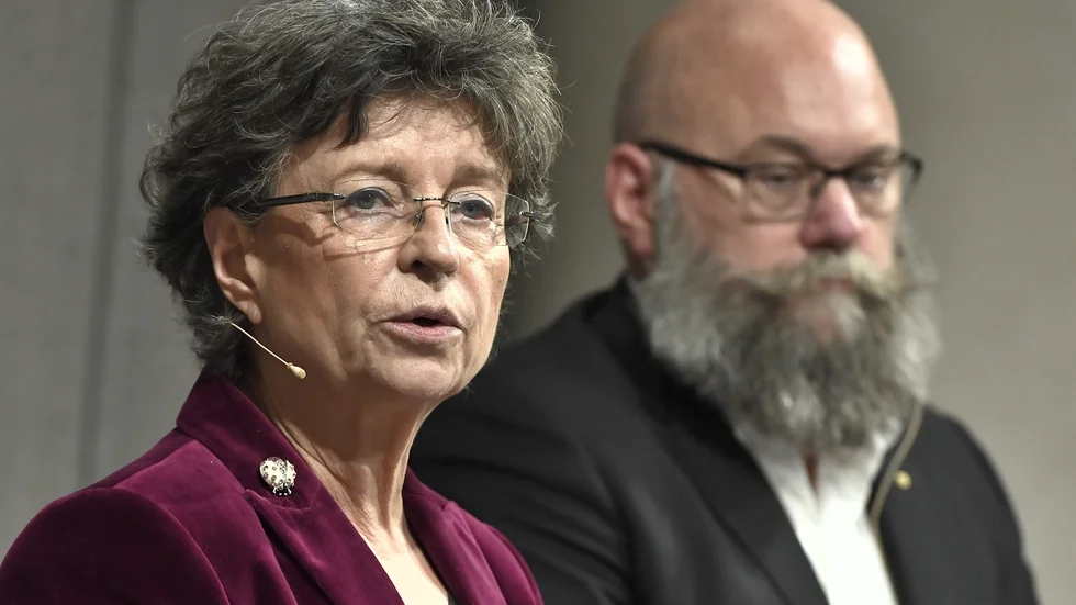 Susanne Eberstein (S), ordförande i riksbanksfullmäktige, och Michael Lundholm (M), vice ordförande. Arkivbild.