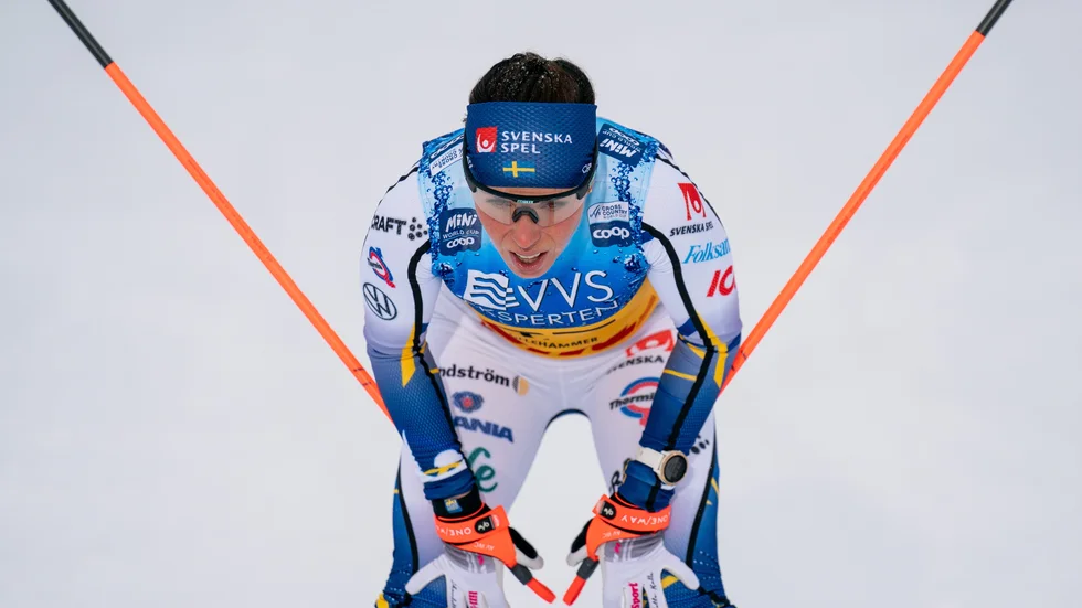 Charlotte Kalla efter 39:e-platsen på tio kilometer fritt i Lillehammer. Arkivbild.