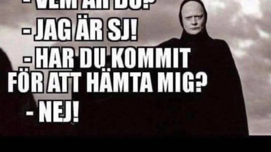 Ingmar Bergmans film Det sjunde inseglet används för att skämta om SJ.