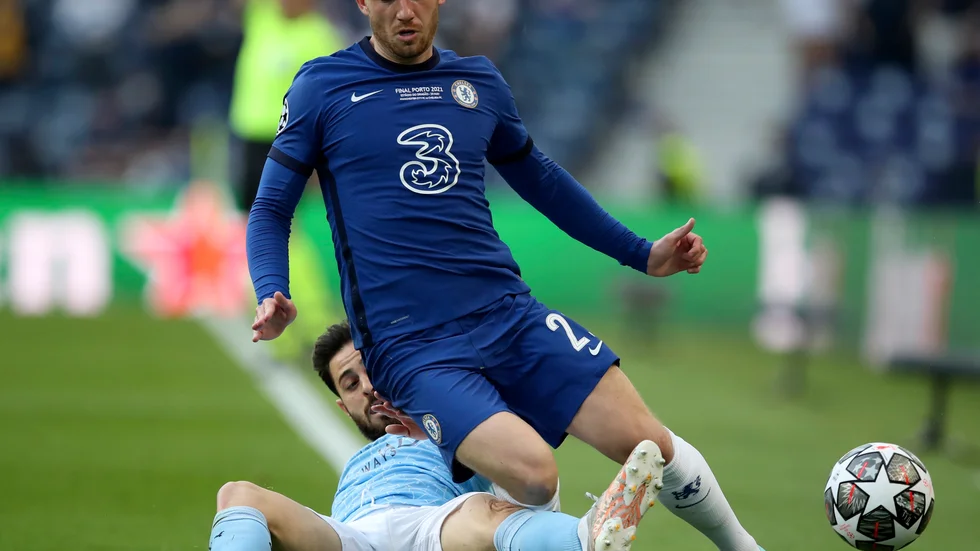Ben Chilwell, i mörkblått, ser ut att missa resten av säsongen på grund av en korsbandsskada. Arkivbild.