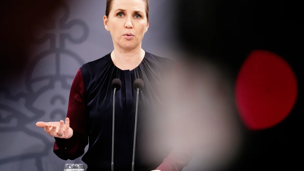 Danmarks statsminister Mette Frederiksen under onsdagens presskonferens.