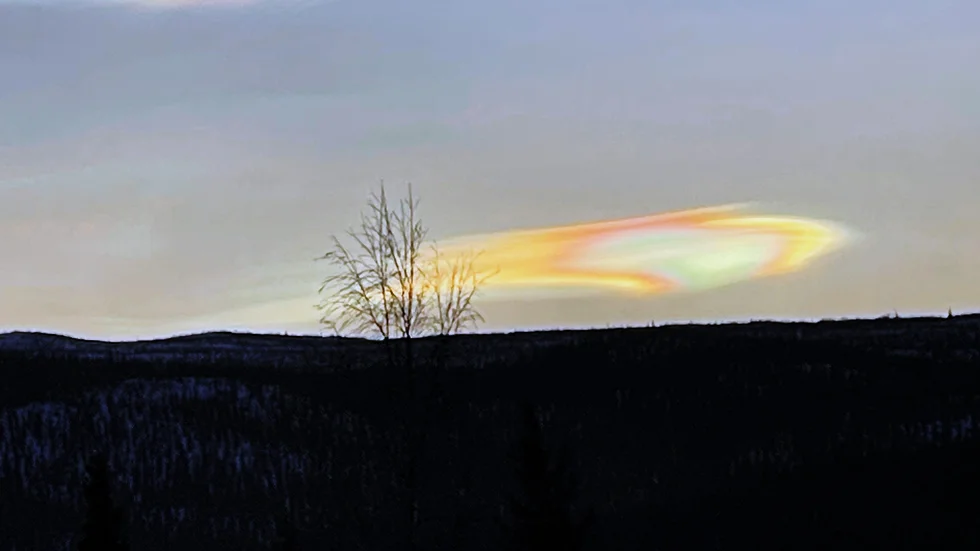 Pärlemormoln. De här häftiga pärlemormolnen fångade Thomas Helin på bild i Kvikkjokk den 21 januari på eftermiddagen.
