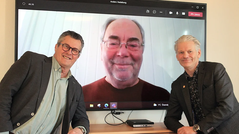 Tommy Kennberg (MP), Anders Hedeborg (S), Peter Karlsson (M) presenterar förslaget till fördelning av 9,3 miljoner i landsbygdssatsningar.