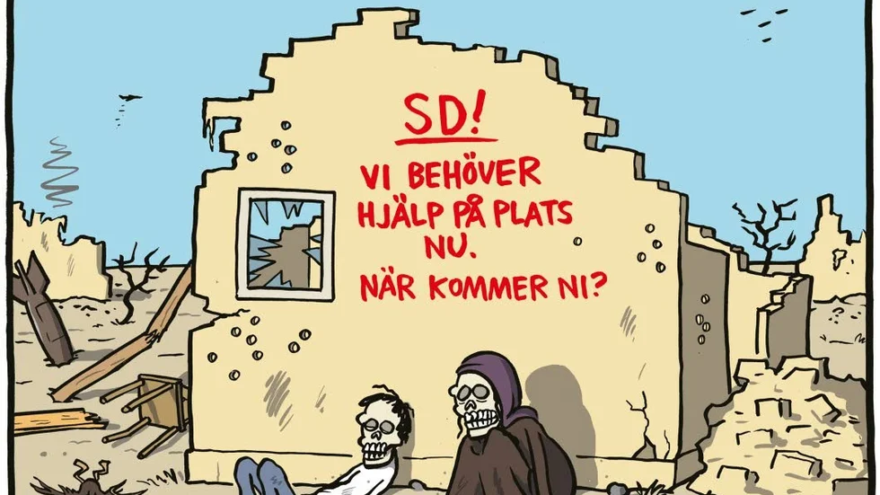 Ett exempel på EWK-pristagaren Max Gustafsons satirkonst.