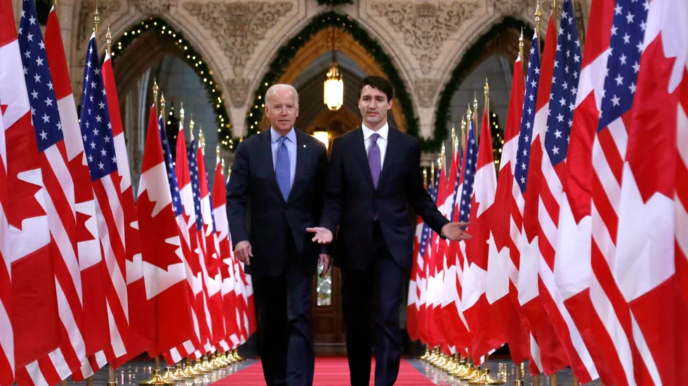 USA:s Joe Biden när han var vicepresident och besökte Kanadas Justin Trudeau 2016.