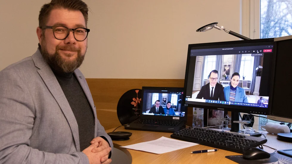 På onsdagen hade Västerviks kommunalråd Dan Nilsson ett videomöte med kronprinsessparet om Västervik och pandemin. Under mötet berömde kronprinsessan området kring Slottsholmen.