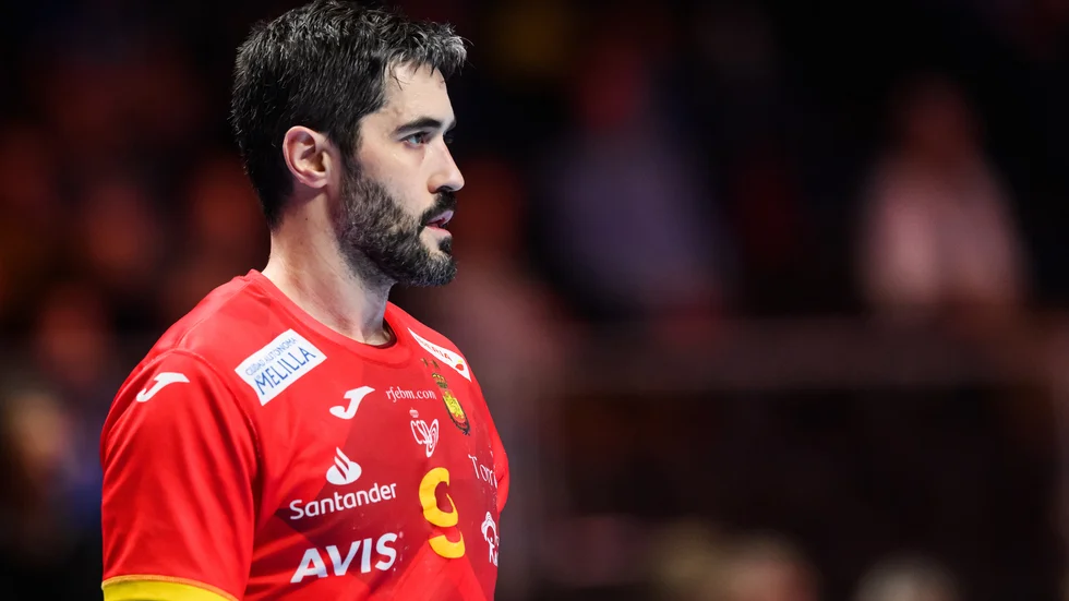 Raul Entrerrios såg till att Europamästaren Spanien i alla fall fick med sig en poäng, 29–29, i VM-premiären mot Brasilien. Arkivbild.
