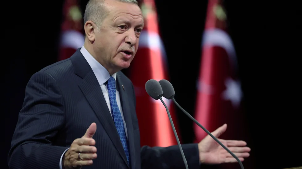 Turkiets president Recep Tayyip Erdogan under ett tal i Ankara i förra veckan.