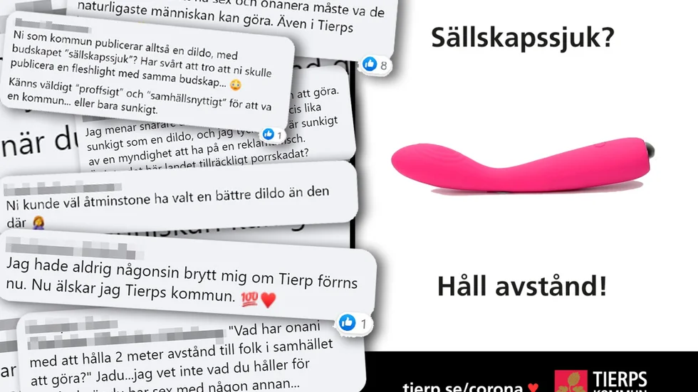 När Tierps kommun postade en bild på en sexleksak, som en del i att uppmärksamma kommuninvånarna att fortsätta hålla avstånd, blev responsen minst sagt splittrad.