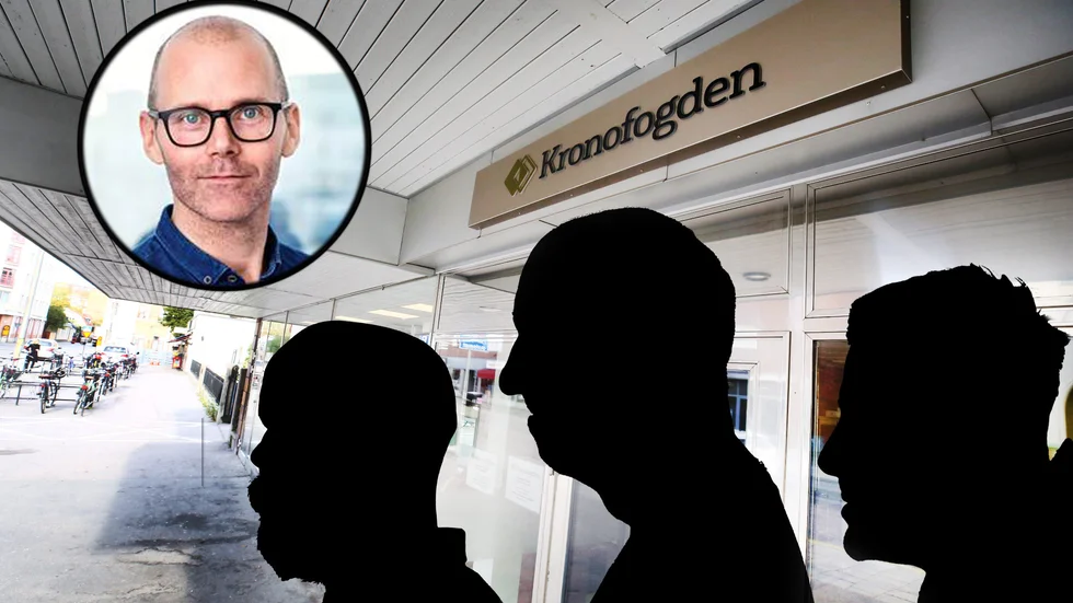 "De här fallen är ofta mer speciella ärenden, de allra flesta som har skulder hos oss är helt vanliga människor som drabbats av en oväntad händelse i livet", säger Max Wallenberg. OBS! Siluettbilderna är inte männen i artikeln.