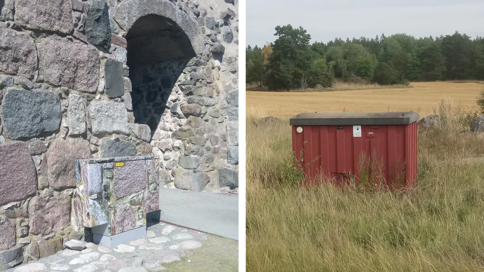 Bilden till  vänster visar att elstationer inte behöver sticka i ögonen, skriver Göran Valdemar Lacksell