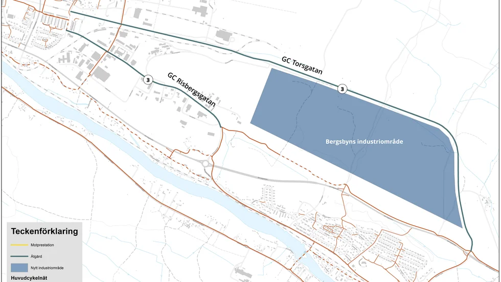 I höst påbörjas bygget av en ny cirkulationsplats och cykelväg på Bergsbyns industriområde.
