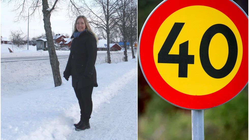 Föräldern Annika Grundberg kunde fira en delseger när tidningen berättade att hastigheten på Stallarholmsvägen sänks från 50 till 40 km/tim.