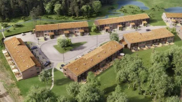 Illustration på hur det skulle kunna se i Trumtorp där OBOS Kärnhem vill bygga 105 nya bostäder, varav 37 består av kedjehus.