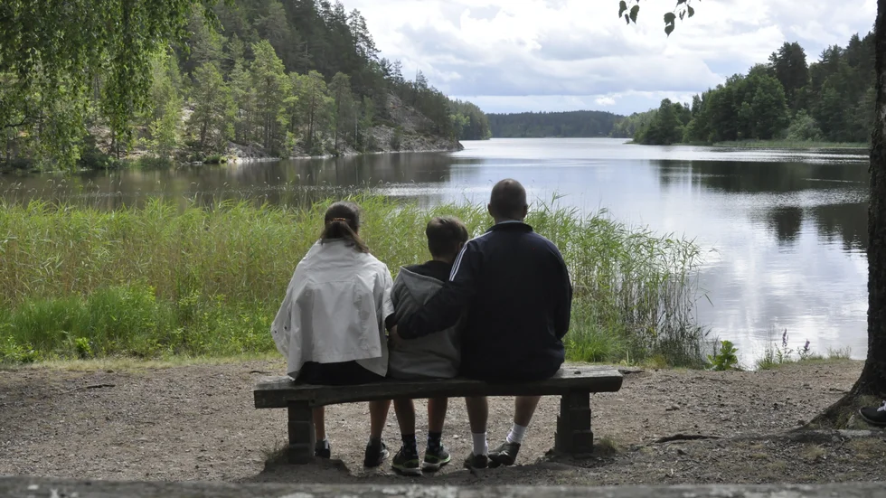 Familjen Reitberger tar en paus vid Marvikarna-Krampan.