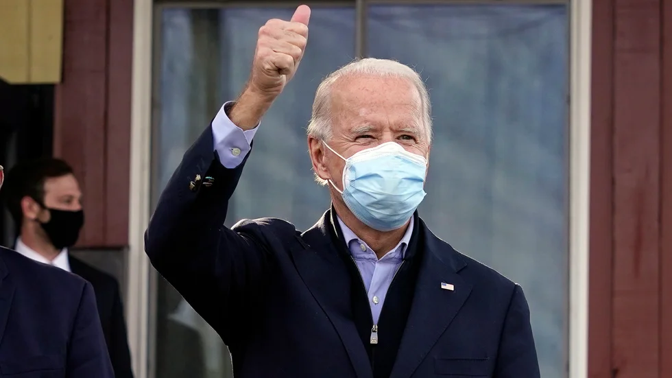 Demokraternas presidendkandidat Joe Biden i Philadelphia på valdagen.