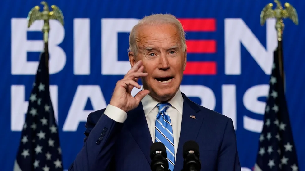 Joe Biden håller tal i sin hemstad Wilmington. Arkivbild.