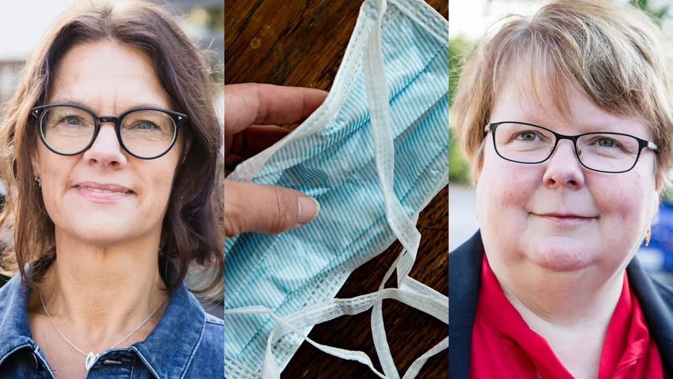 Kravet på munskydd är enligt Anna-Lena Ramstedt och Ulrica Truedsson en tillfällig rutin under en begränsad rutin. Munskyddet på bilden är inte identiskt med det munskydd som personalen använder.