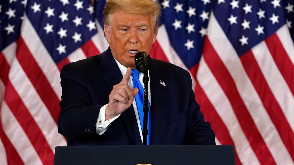 USA:s president Donald Trump i Vita huset, natten efter presidentvalet.