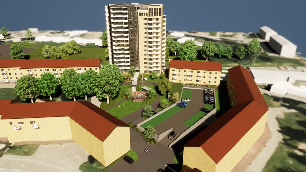 Kvarteret Facklans 50-tals hus kan snart få sällskap av ett från 2020-talet.