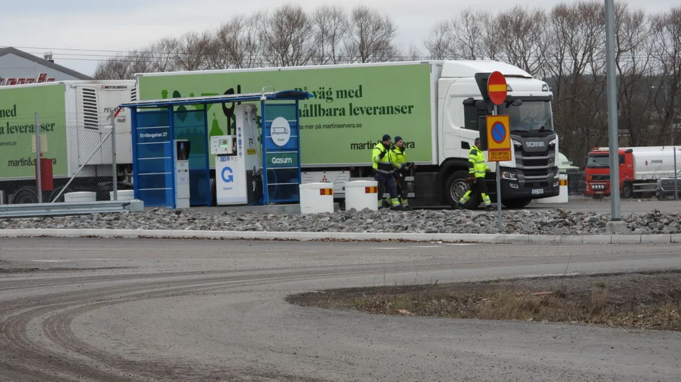 Tekniker fanns på plats efter incidenten vid biogastankningen.