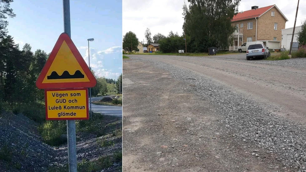 Skylten plockades ner för ett drygt år sedan och i dag är det grus på Hantverksvägen. 