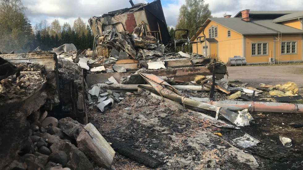 Byggnaden totalförstördes efter branden.