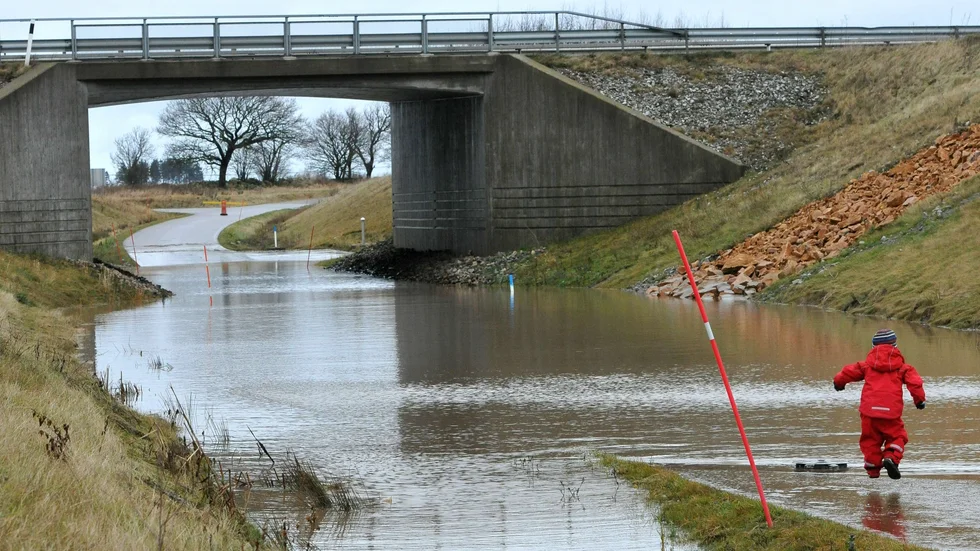 Runt om i landet bygger kommuner skyddsvallar och annat för att förhindra översvämningar, vilket kostar enormt stora belopp. På bilden översvämning vid Hurva i Skåne. Arkivbild