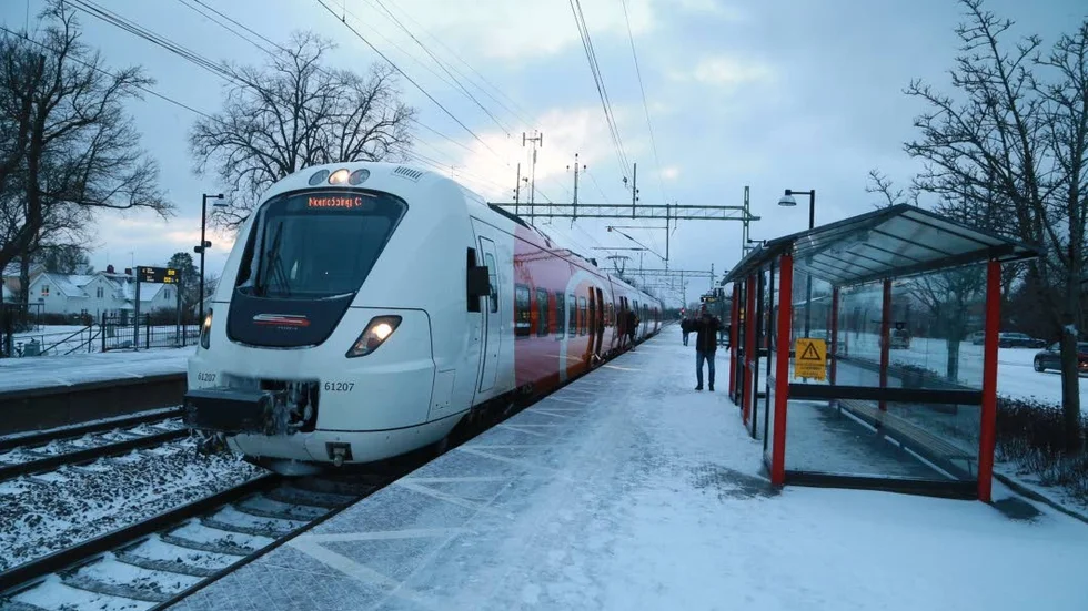 Pendeltågstationen i Vikingstad.