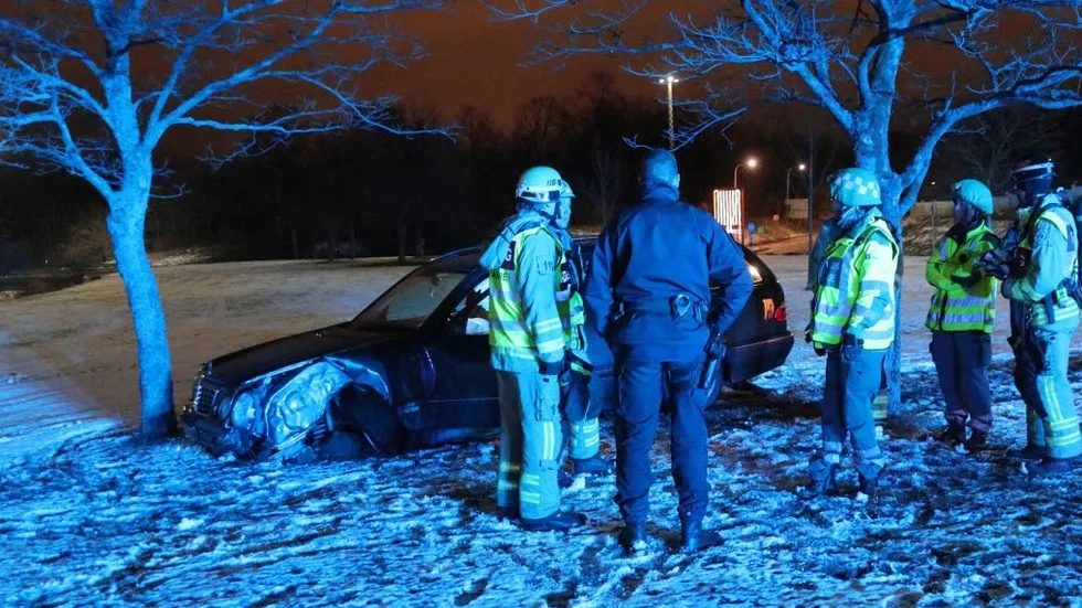 Föraren körde in i ett träd och lämnde platsen för olyckan.