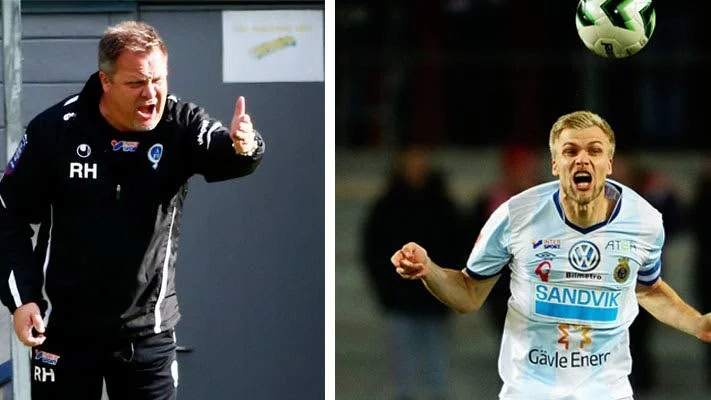 Roar Hansen ställs mot svärsonen Robin Nilsson (här i Gefles matchtröja) under lördagen på Kopparvallen.