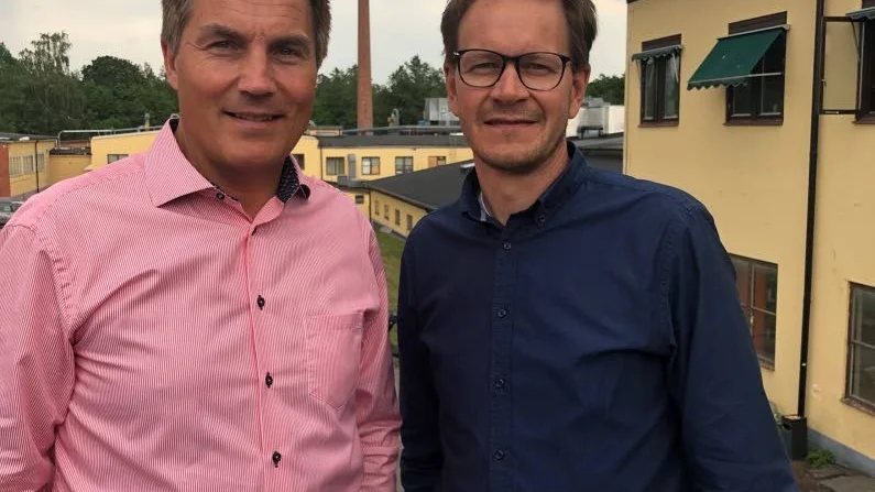 Marcus Samuelsson (till vänster) och Martin Johansson är nya ägare till Totebo AB.