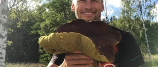 Hittade jättesvamp i egna trädgården