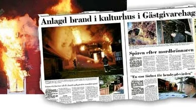 Natten mot onsdagen brann kulturhuset i Gästgivarehagen i Vimmerby. Det är mycket vanligt att Hembygdsgårdar och bygdegårdar saknar brandlarm visar statistik från Hembygdsförsäkringen. Foto: Janne Strömsten.