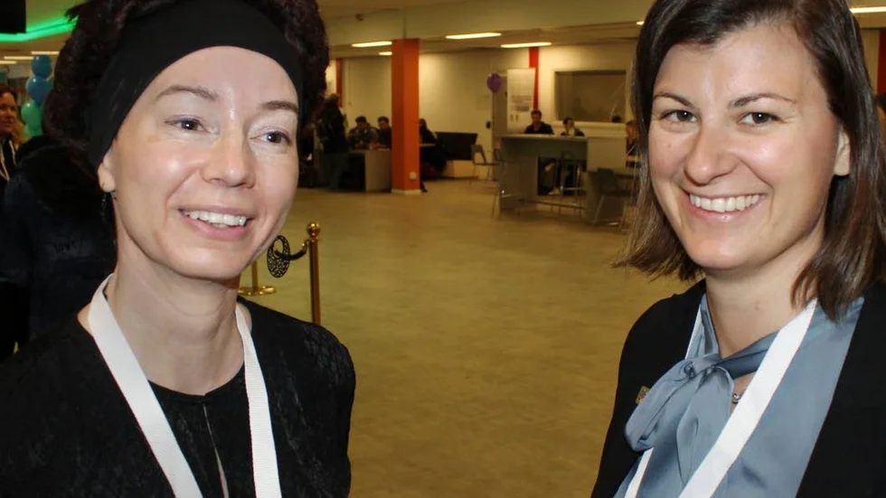 Doktoranden Ulrika Sultan och Sara Magnusson, vice ordförande på Sveriges ingenjörer talade på LiU om flickors teknikintresse.
