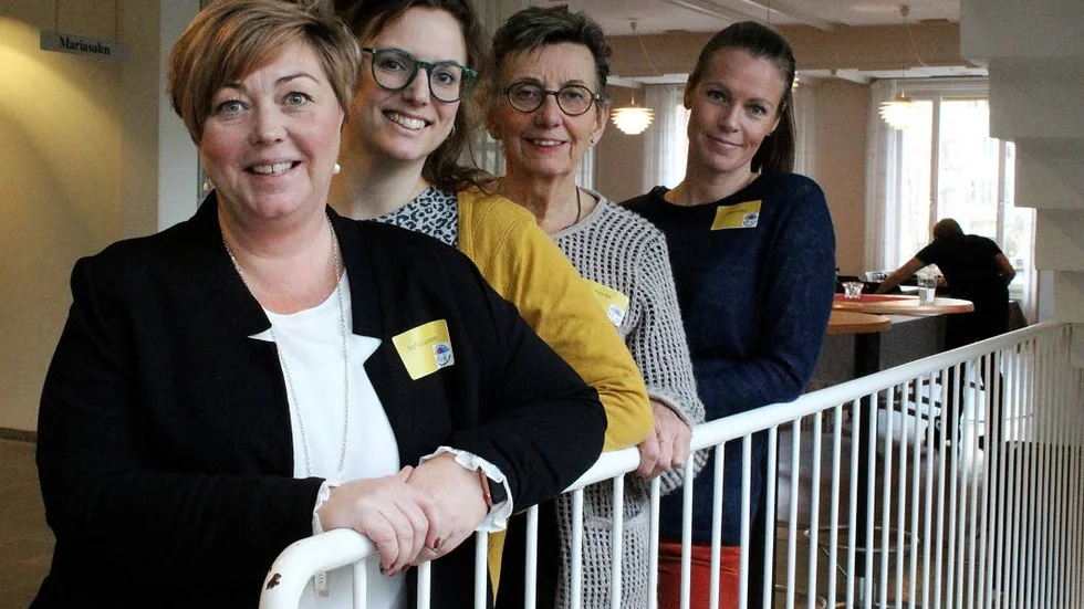 Barnskyddsteamet i Region Östergötland bjöd in olika yrkesgrupper till utbildningsdagen som handlade om att upptäcka och hjälpa barn som har föräldrar med psykisk sjukdom, från vänster: Sofia Gustavsson, Sara Carlsén, Rita Arp och Lina Lindell.