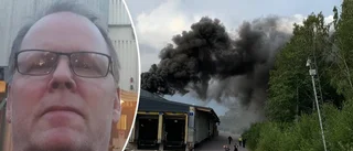 Han jobbade – när branden bröt ut