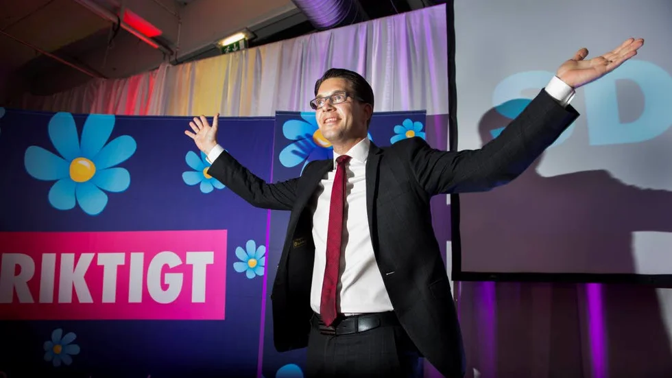 Jimmie Åkesson. Att Sverigedemokraternas partiledare fick anledning att jubla efter valet borde inte förvåna, skriver Birger Carlborg.