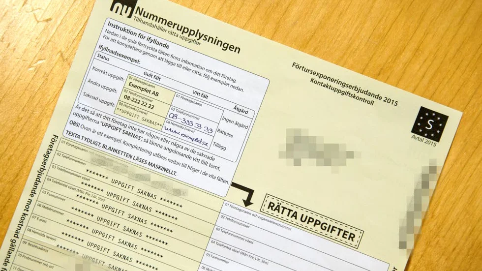 Bluff. Blanketten liknar Skatteverkets deklaration och är utformat så för att lura mottagaren att ingå avtal.