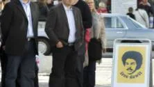 Chefredaktörerna för Norrbottens-Kuriren och NSD, Mats Ehnbom och Anders Ingvarsson, under lördagens manifestation för att frige den svenske medborgaren, författaren och journalisten Dawit Isaak.FOTO: Göran Ström