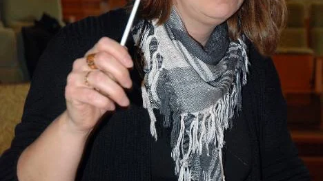 Musikläraren Birgitta Nylund dirigerade Norrbottens största blåsorkester.