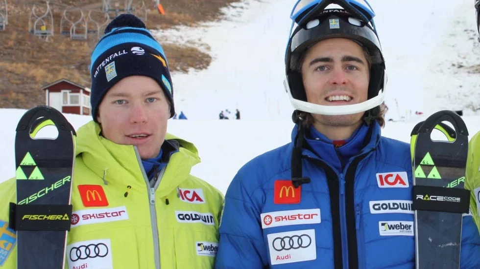 Segrarna. Alpina vinnare i Dalarna: Kristoffer Jakobsen (till vänster) och Gustav Lundbäck.