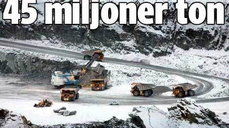 GrÃ¥bergs- och malmbrytning i Aitikgruvans dagbrott. Nu pÃ¥gÃ¥r fÃ¶rstudien om ytterligare en produktionsÃ¶kning med mÃ¥let 45 miljoner ton malm.FOTO: PÃ¤r BÃ¤ckstrÃ¶m