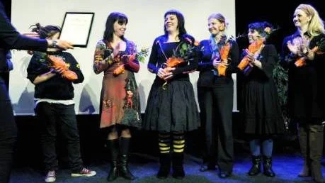 Några av de 13 nominerade till titeln årets Magmakvinna: Sophie Gunnarsson (skymd), Lena Callne, Marlene Lundberg, Cecilia Hjelte, Mitra Sohrabian och Kajsa Fasth. Magma firar tioårsjubileum i år och har cirka 300 medlemmar i Norrbotten.FOTO: Pär Bäckström
