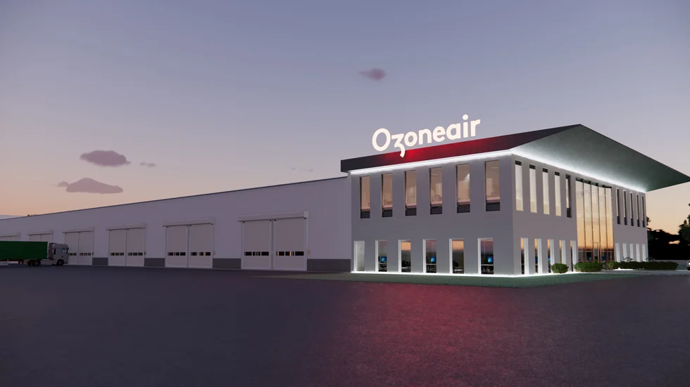 En av Ozoneairs produkter får säljstopp efter att Elsäkerhetsverket funnit ett flertal fel i produkten. (Bilden är ett förslag från 2021 när Ozoneair skulle bygga sina nya lokaler)